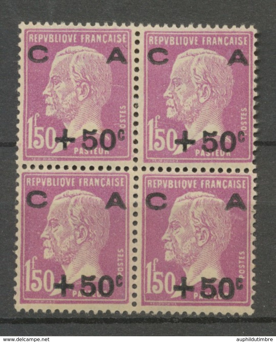 1928 France Caisse Amortissement N°251 +50 S 1f 50 Lilas Bloc De 4 N** X3580 - Unused Stamps