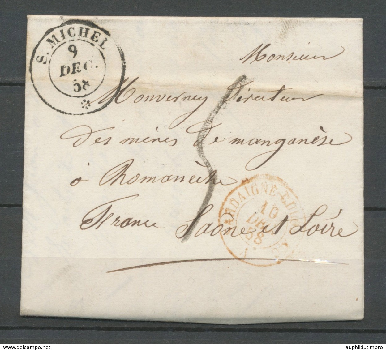 1858 Lettre Cachet SARDE ST-Michel * + Entrée En France Sardaigne Rouge TB X3697 - Entry Postmarks