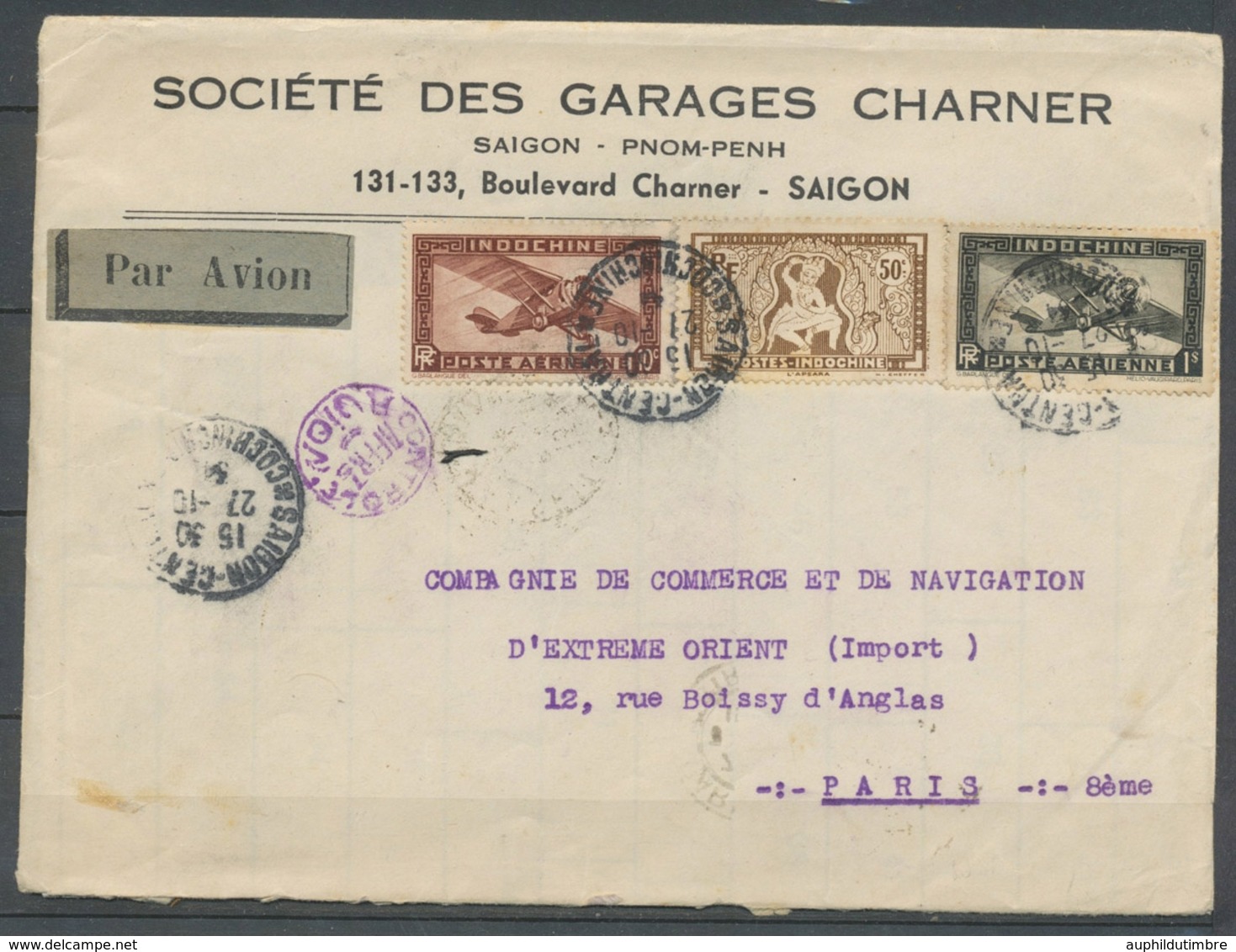 1934 Enveloppe De Saïgon Par Avion Pour Paris. Ayant Voyagé. X3712 - 1877-1920: Semi-Moderne
