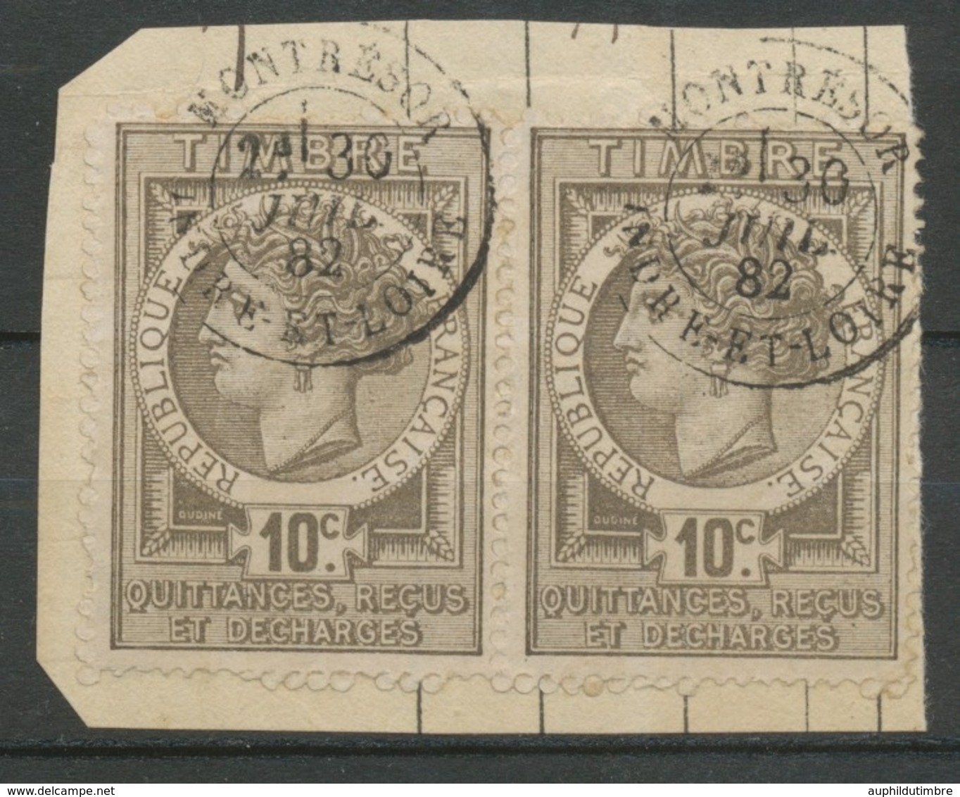 1882 Tp  Fiscaux Quittances 10c Gris Obl POSTALE Montrésor INDRE ET LOIRE X3811 - Autres & Non Classés