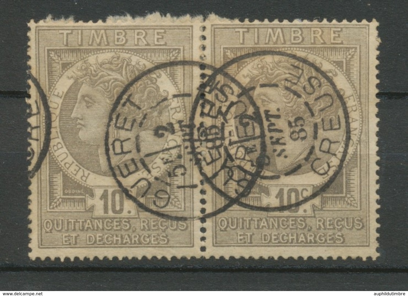 1885 Timbres Fiscaux Quittances 10c Gris Obl POSTALE Càd Gueret Creuse X3810 - Sonstige & Ohne Zuordnung