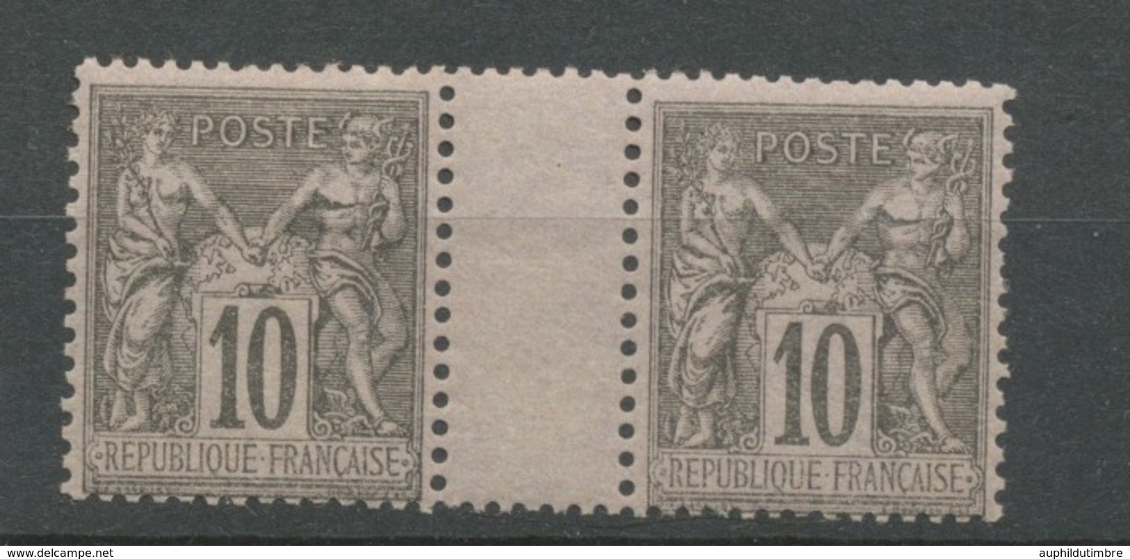 France SAGE N°89 10c N/U Paire Interpanneau N**  TTB. Cote 180€. Signé X3832 - 1876-1878 Sage (Typ I)