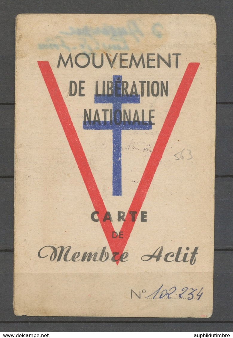 Carte De Membres Actif(Manzat/Puy-de-Dôme), Mouv. De Libération Nationale X3880 - Oorlog 1939-45