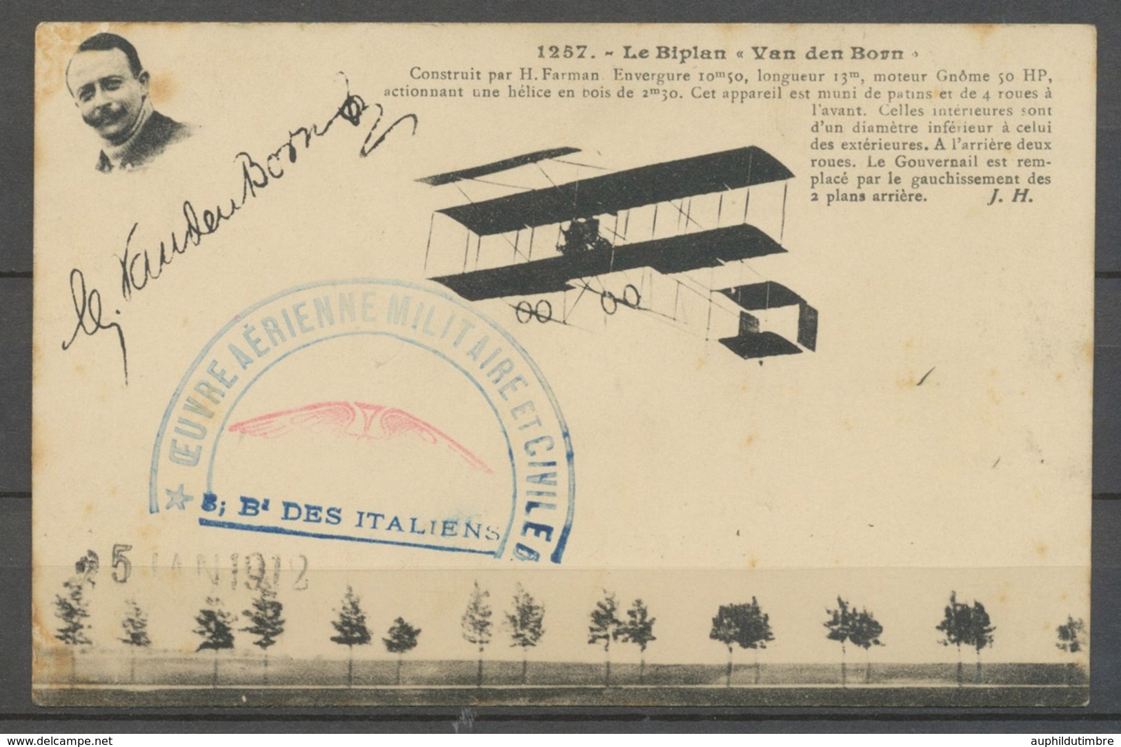 Aviation CP VAN DER BORN Avec Le Rare Cachet ŒUVRE AERIENNE, SUP X3943 - Krieg 1870