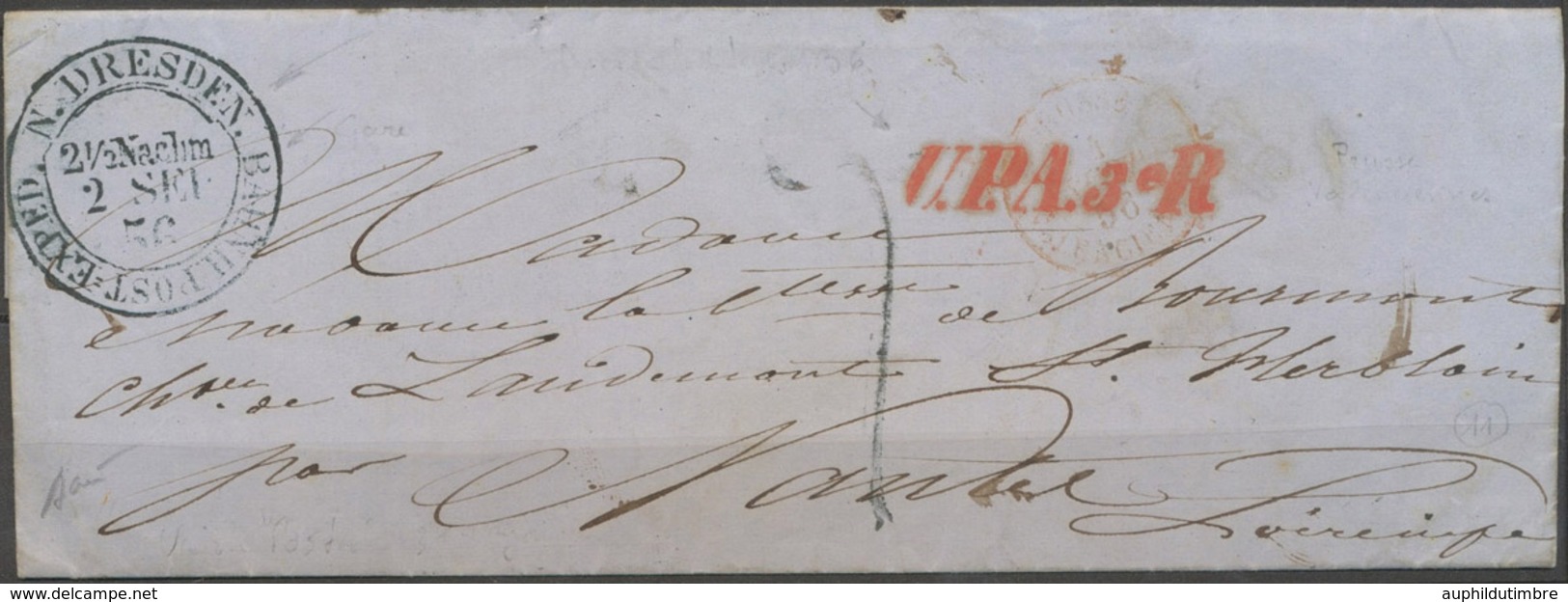 1856 Lettre U.P.A. 3e R Rouge + Càd, N.DRESDEN.BAHNHOF.EXPED, SUP X4111 - Sonstige - Europa