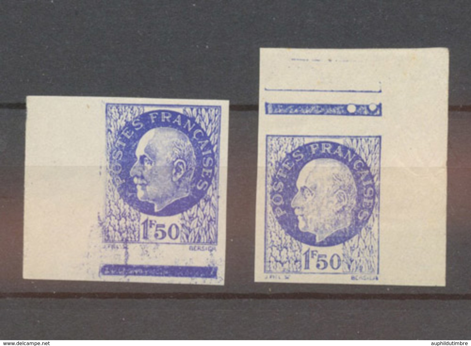 N°552c, 1f. 50 Pétain SANS SURCHARGE Non Dentelé, Deux Cdf, N** X4525 - Ohne Zuordnung