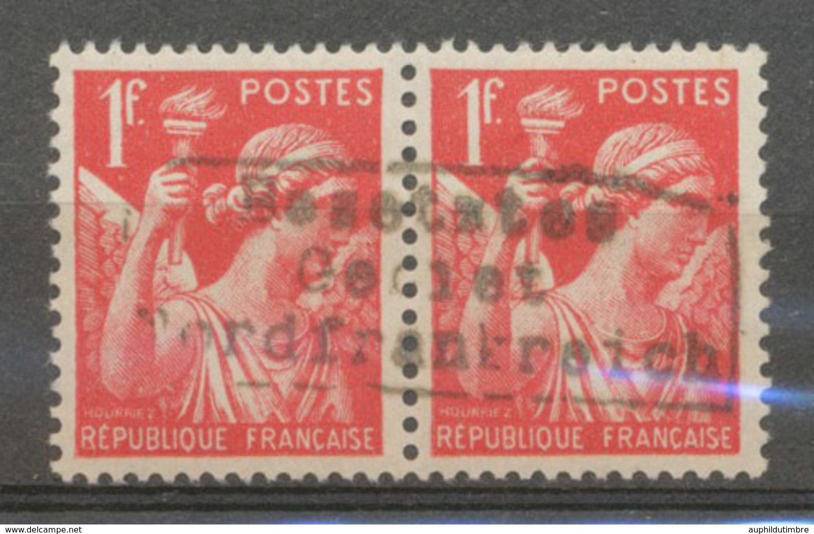 Guerre Paire DUNKERQUE Sur 1 F. Iris Rouge, Superbe, Neuf *. X4551 - Oorlogszegels