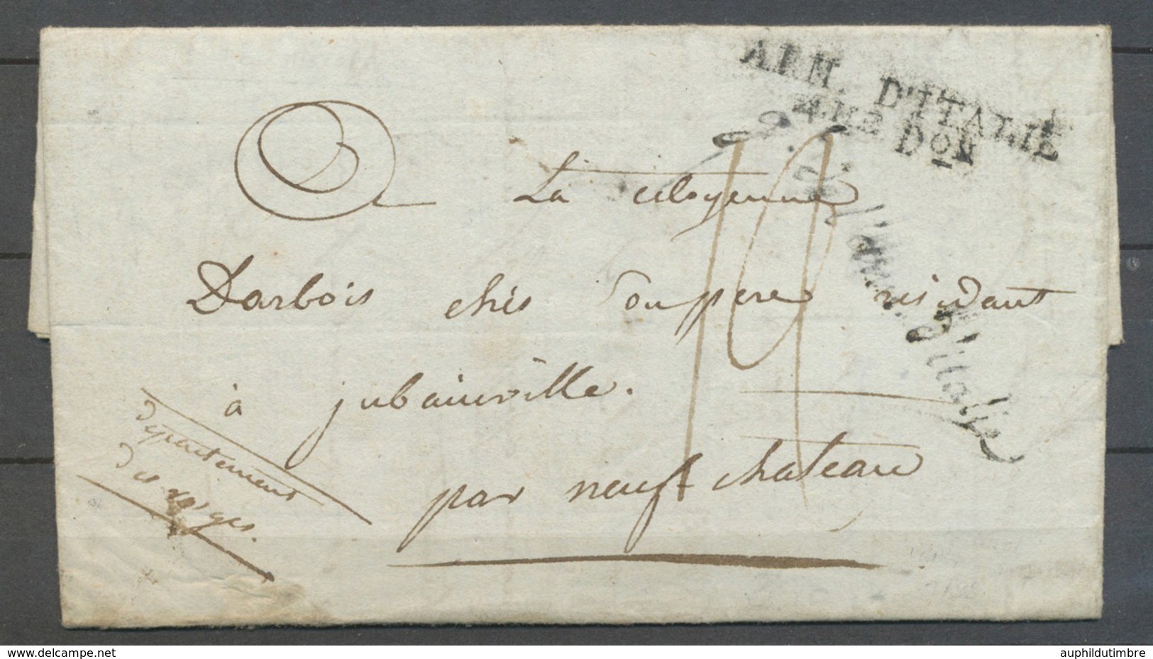 AN7 Lettre Marque RM. D’ITALIE/4ME DON + Cursives Gl De L’arm. D’italie. X4582 - Legerstempels (voor 1900)