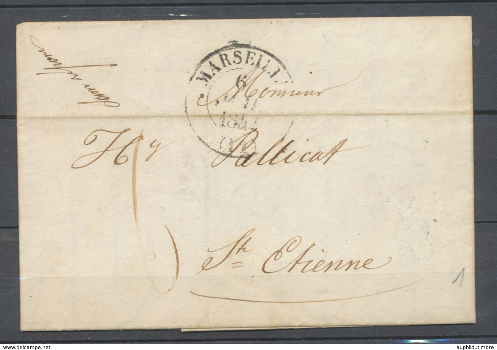 1842 Lettre Griffe Reçue Par Le Vapeur & Acheminée De Marseille X4592 - Entry Postmarks