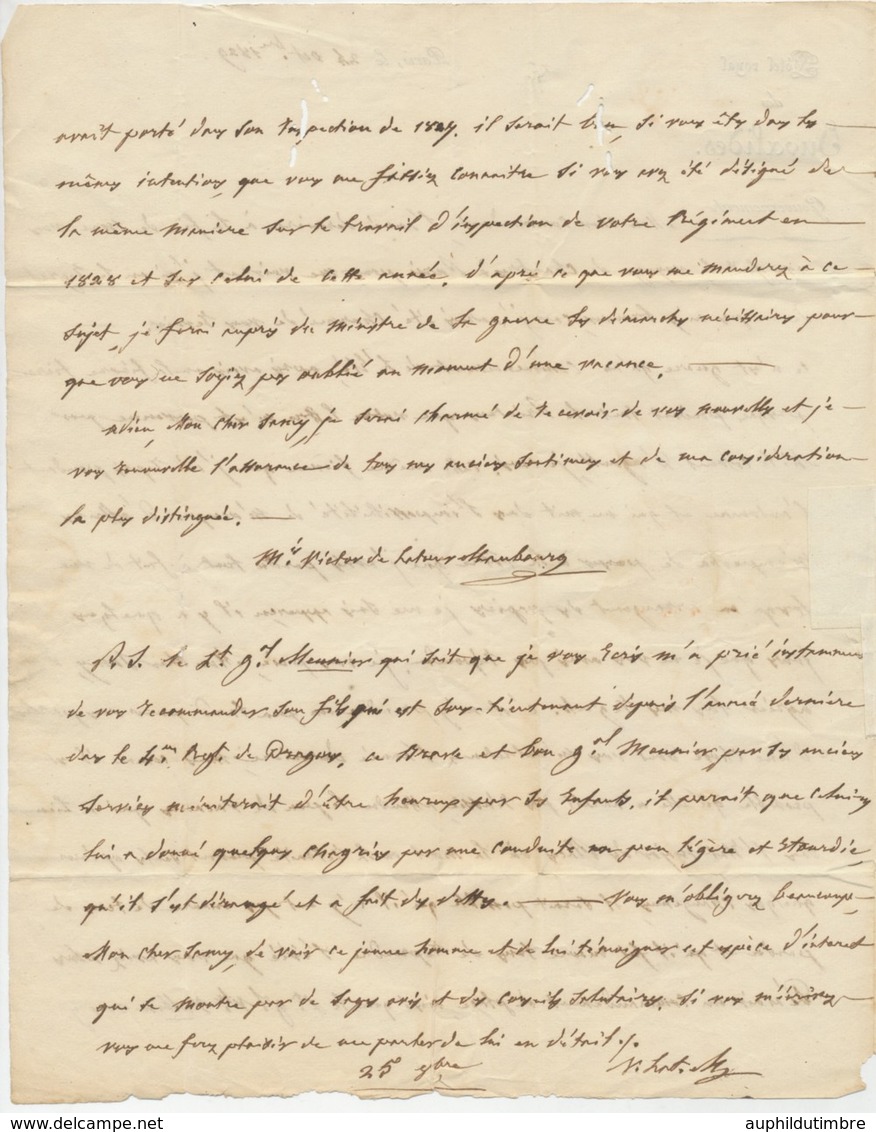 Paris 1829 Lettre Autographe Signée LA TOUR MAUBOURG, + Déboursé CHARTRES X4750 - 1849-1876: Période Classique