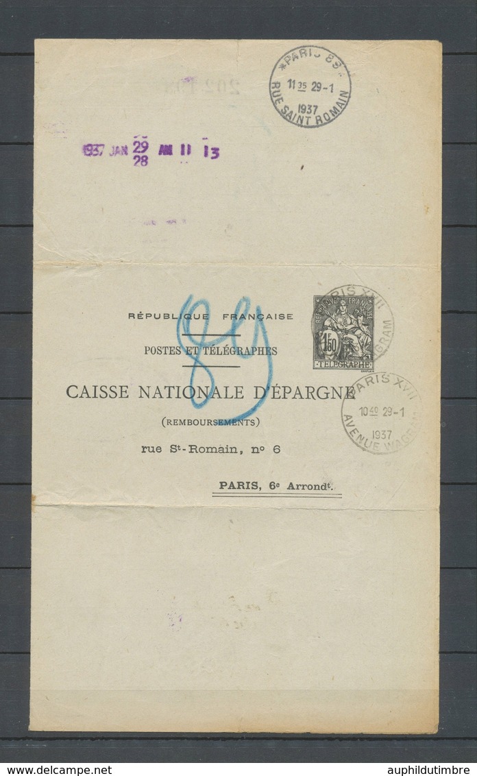 1929 CAISSE D'EPARGNE PNEU 1f50 Noir Obl, Superbe X4823 - 1877-1920: Semi Modern Period