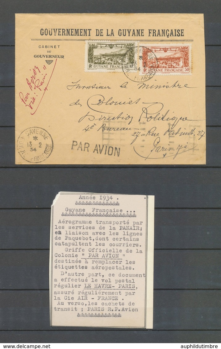 1934 Env. GUYANE/PARIS Par La PANAIR, 13.2.34, Superbe X4865 - Collections