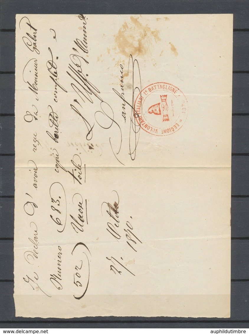 1870 Lettre Rare Cachet Rouge LEGIONE VOLONTARI ITALIANI 1° BATTAGLIONE X4926 - Oorlog 1870