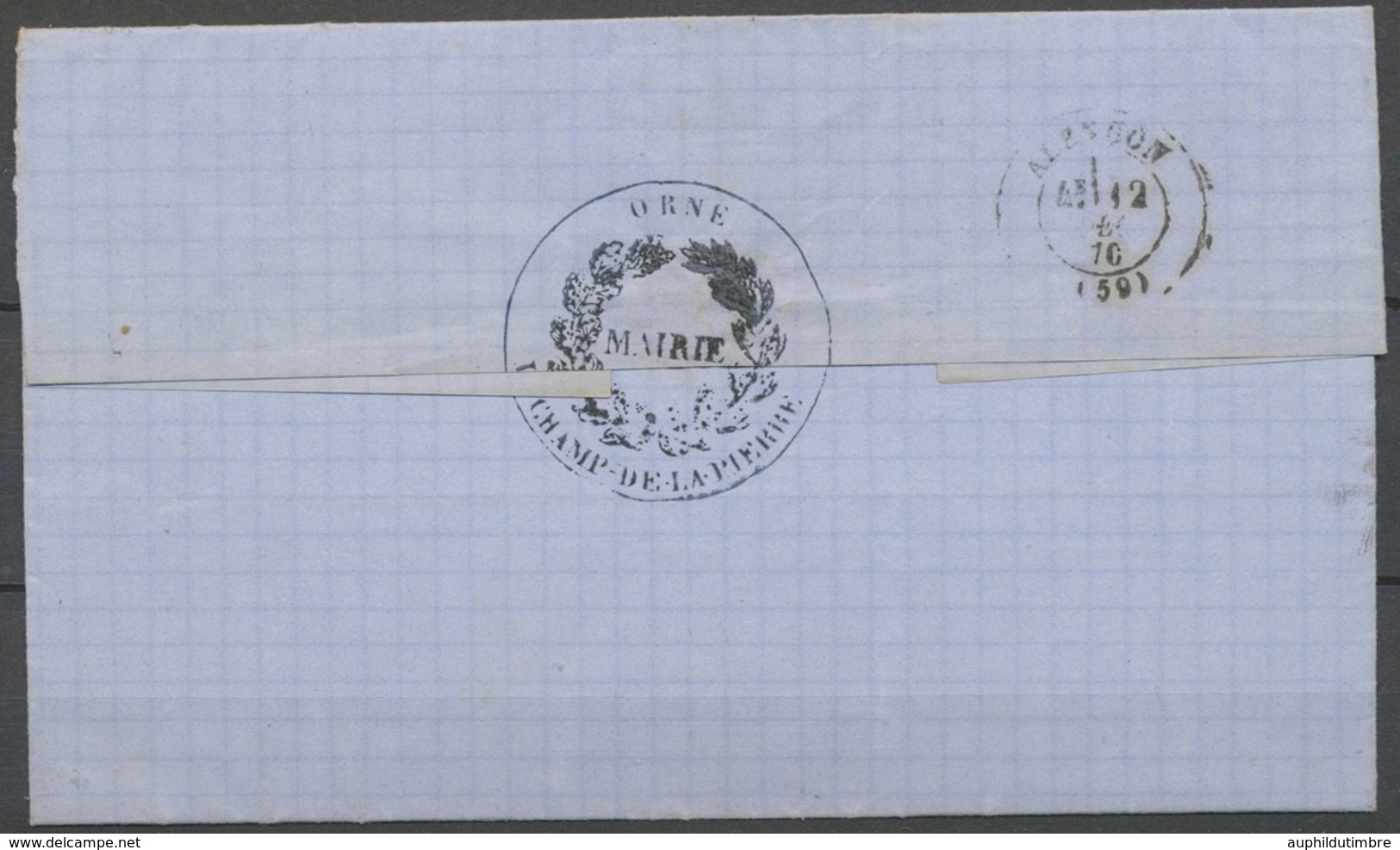 1870 Lettre Cachet Orné Mairie + CAD T17 Carrouges(59) En Franchise X5076 - 1849-1876: Période Classique