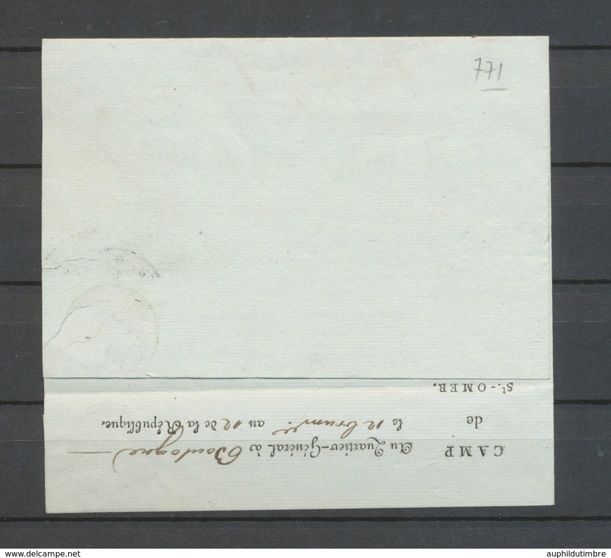An 12 Lettre Général Chef/d'Etat Major Cursives Rares Camp De St OMER TB X5094 - Army Postmarks (before 1900)
