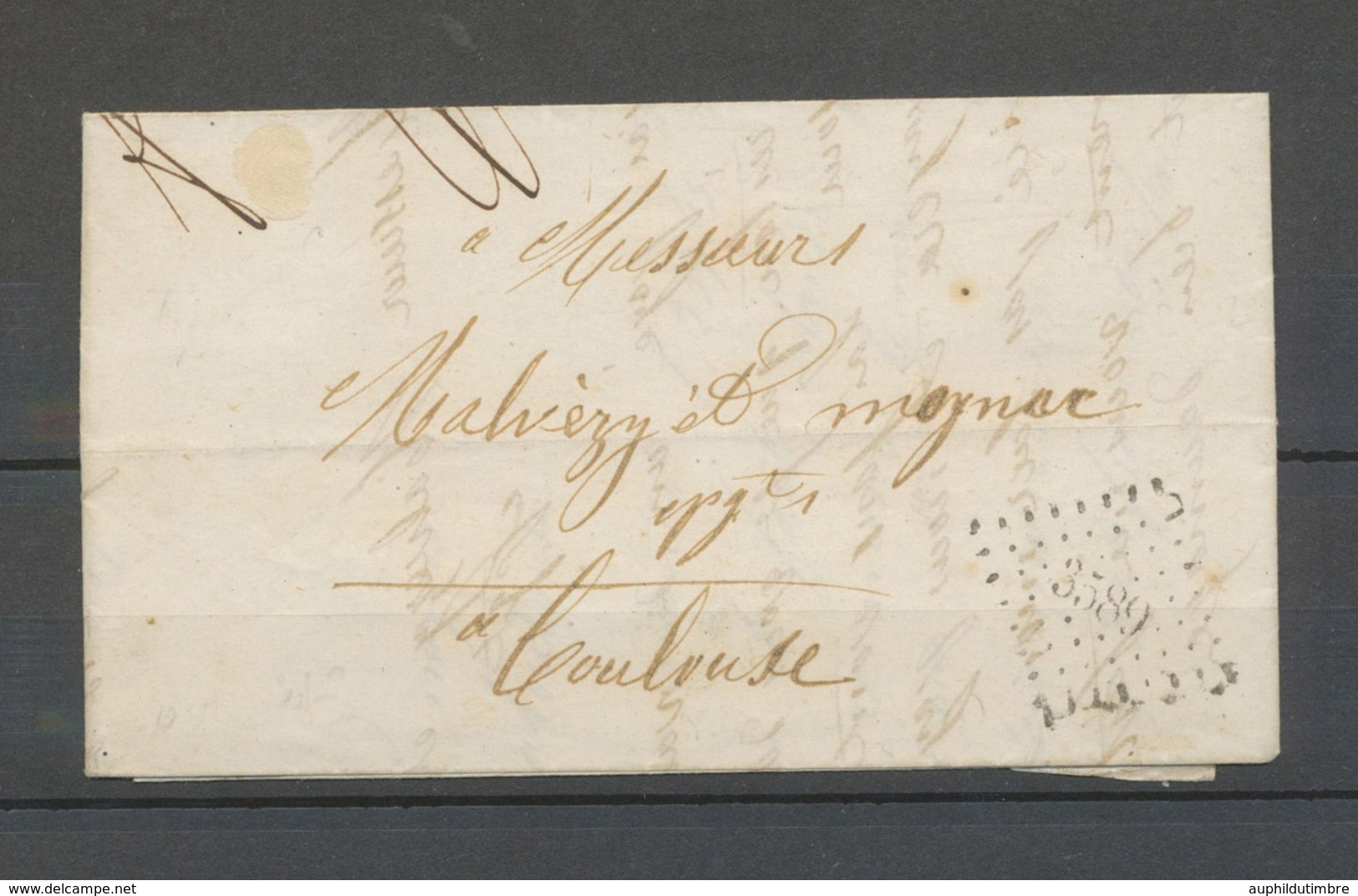 1857 Lettre PC 3589 VILLASAVARY (10) Seul Au Recto (n°14 Au Verso) Superbe X5125 - 1849-1876: Période Classique