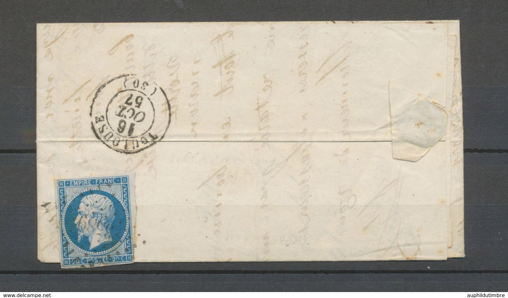 1857 Lettre PC 3589 VILLASAVARY (10) Seul Au Recto (n°14 Au Verso) Superbe X5125 - 1849-1876: Période Classique