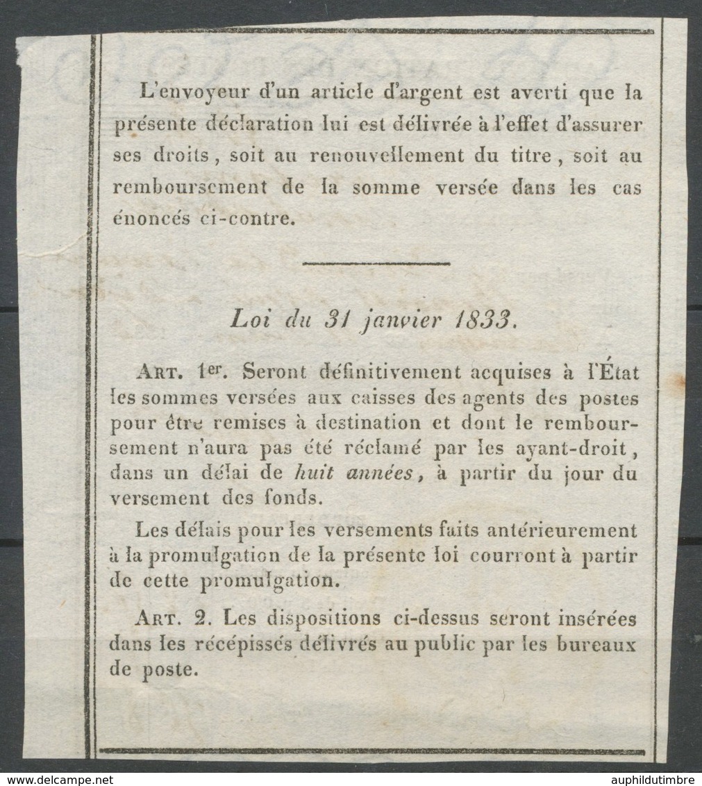 1831 Reçu Des Postes Marcigny C 12, Superbe X5141 - 1801-1848: Voorlopers XIX