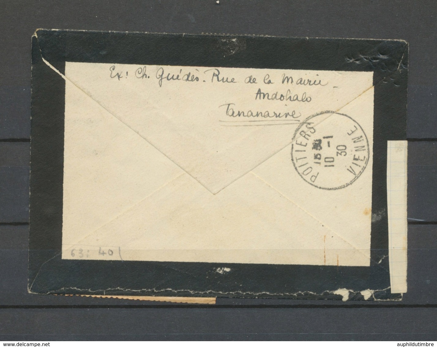 5.12.1929 Env. TANANARIVE-France Sur LR, 3 Timbres Obl, Superbe X5155 - Posta Aerea