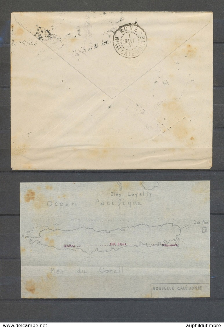 1931 Env. NOUMEA-KONE + Essai De L'île, Grande Griffe AVION Spéciale Rare X5178 - 1960-.... Briefe & Dokumente