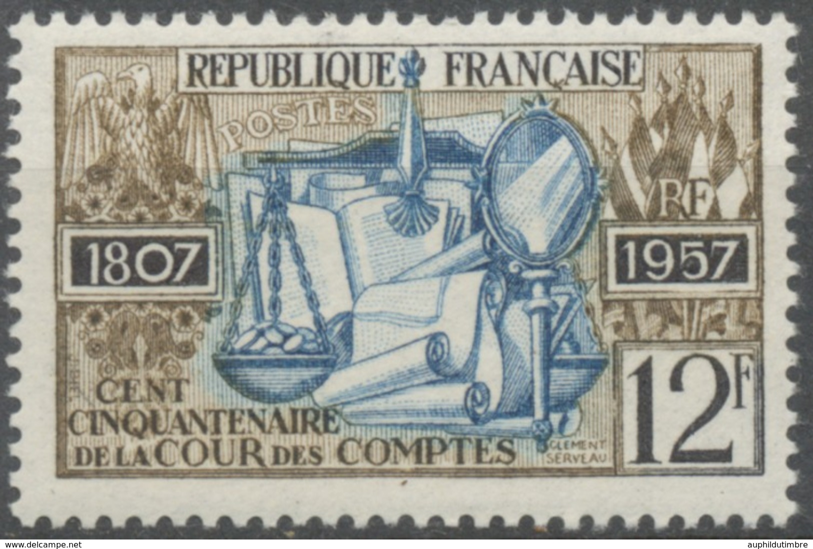 Sesquicentenaire De La Cour Des Comptes. 12f. Brun-olive, Noir Et Bleu. Neuf Luxe ** Y1107 - Nuevos