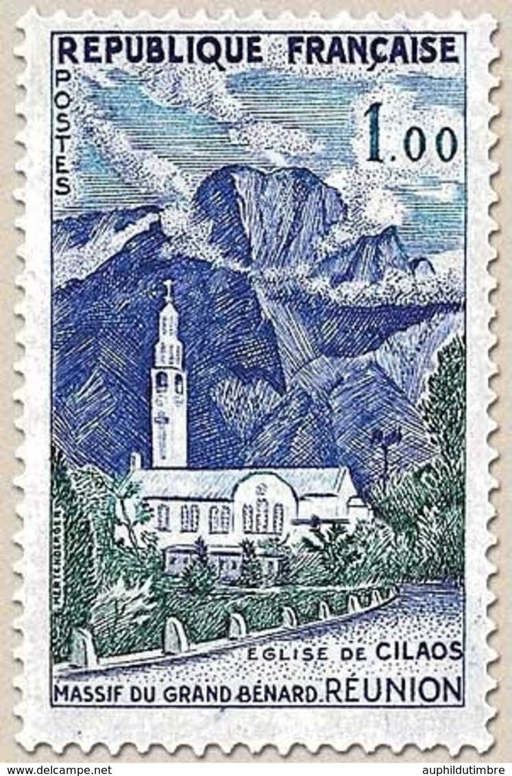 Série Touristique. Massif Du Grand Bénard Et église De Cilaos, à La Réunion  1f. Violet, Vert Et Bleu Y1241 - Neufs