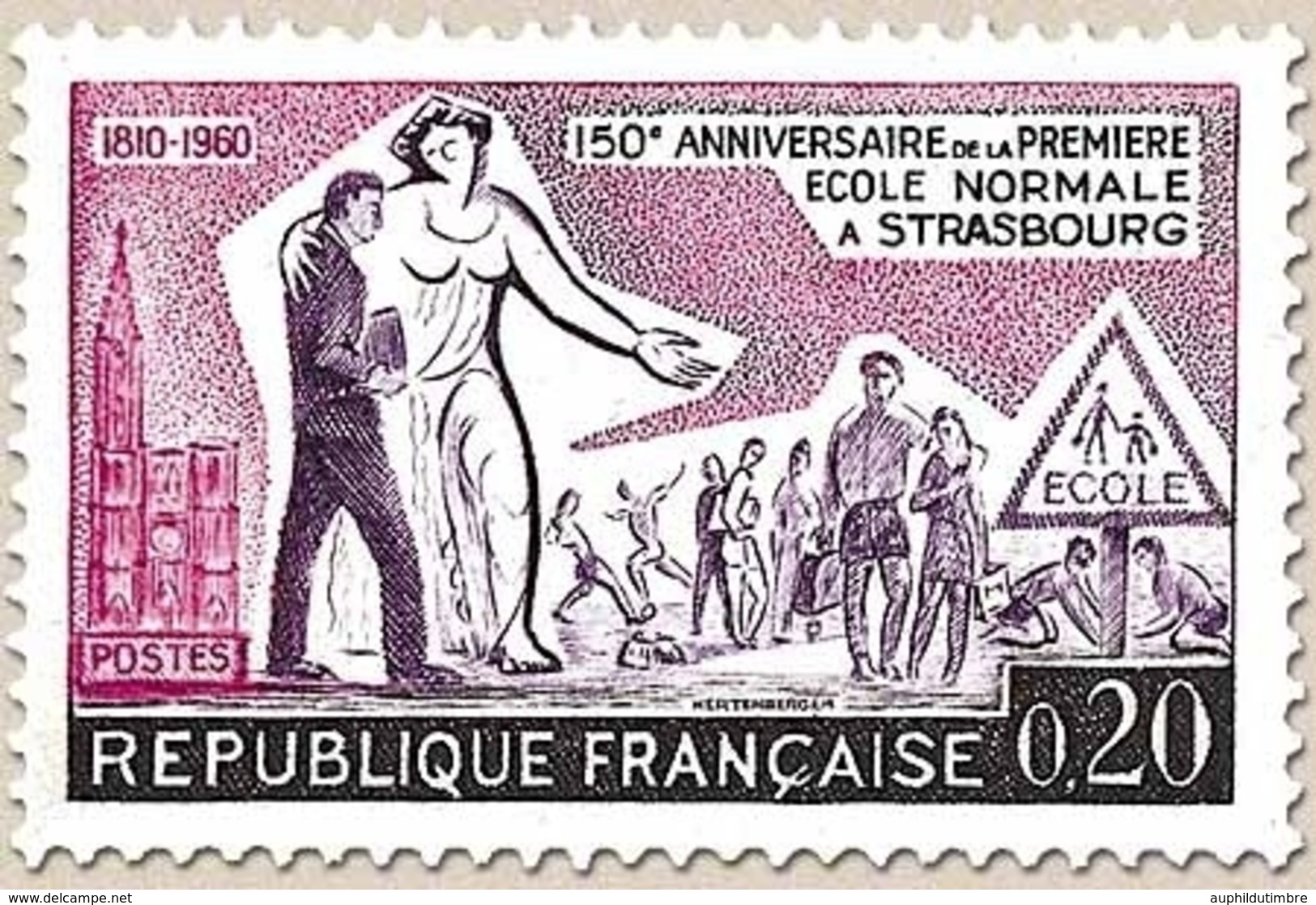 Sesquicentenaire De L'École Normale De Strasbourg. 20c. Rose-lilas, Violet Et Noir Y1254 - Neufs