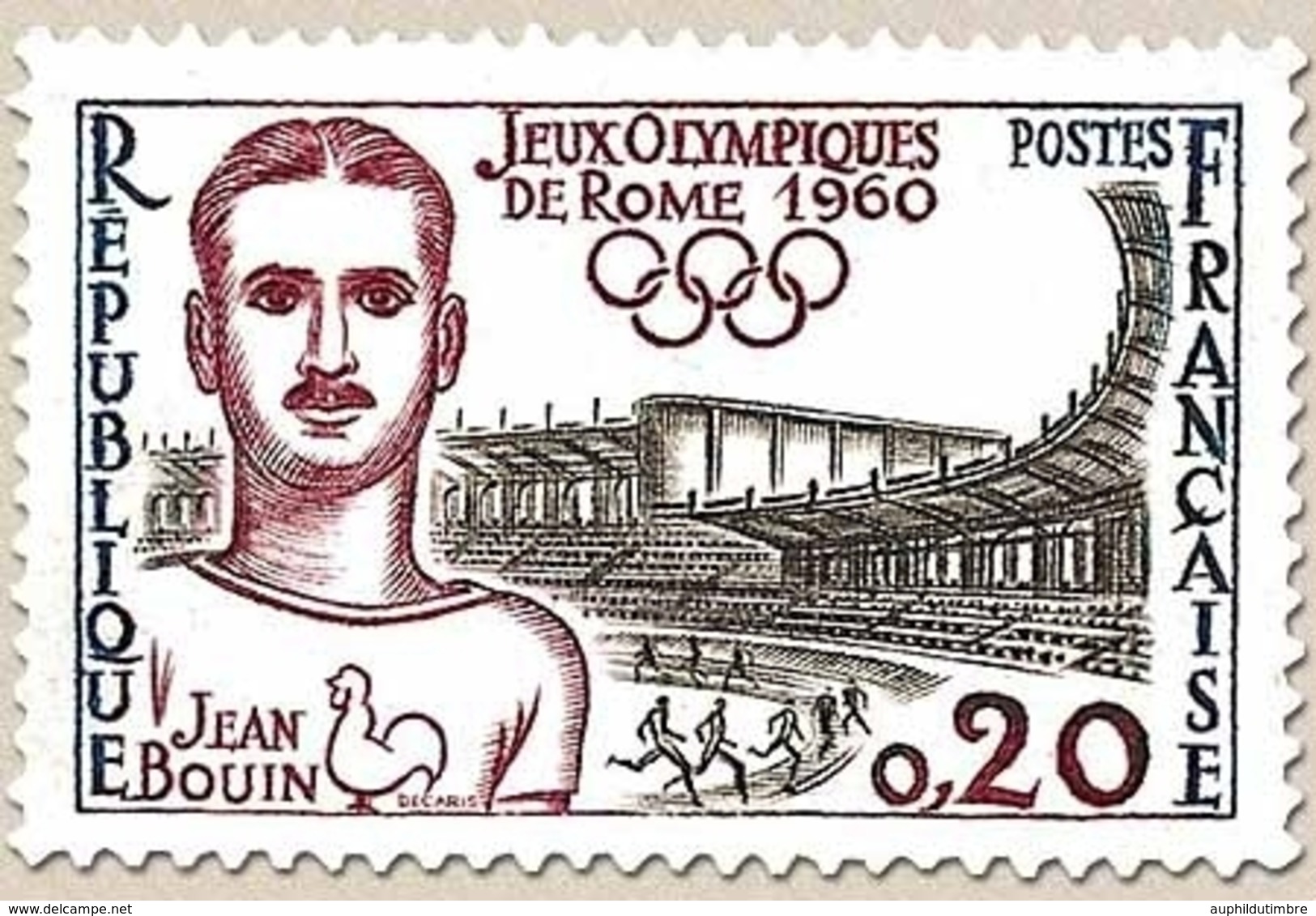 Jeux Olympiques De Rome. Jean Bouin (1888-1914)  20c. Noir, Lie-de-vin Et Bleu Y1265 - Neufs