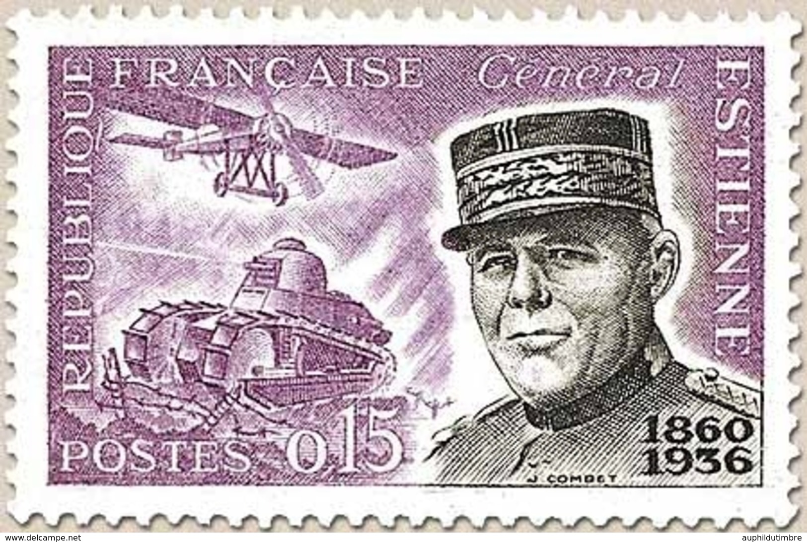 Centenaire De La Naissance Du Général Estienne. Portrait, Char Renault Et Avion D'observation  15c. Y1270 - Neufs