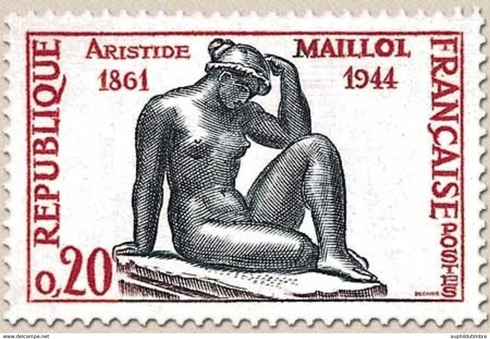 Centenaire De La Naissance Du Sculpteur Aristide Maillol. La Pensée, De Maillol . 20c. Rouge Et Vert-noir Y1281 - Neufs