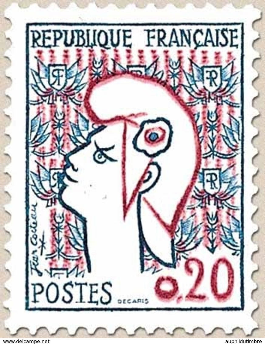 Type Marianne De Cocteau. 20c. Bleu Et Rouge (I) Y1282 - Neufs