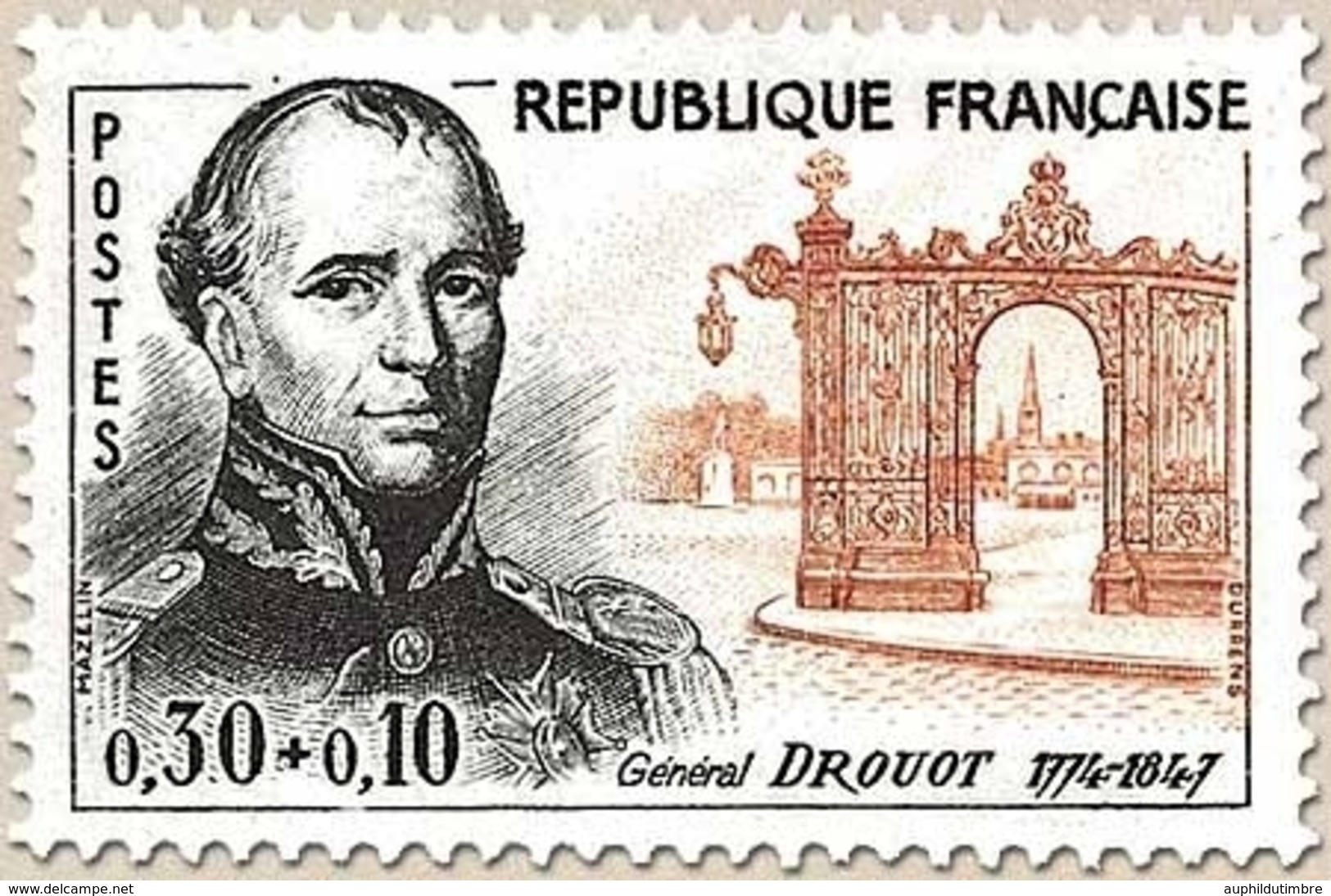 Célébrités. Général Drouot Et Les Grilles De Lamour, Place Stanislas, à Nancy  30c. + 10c. Y1298 - Ungebraucht