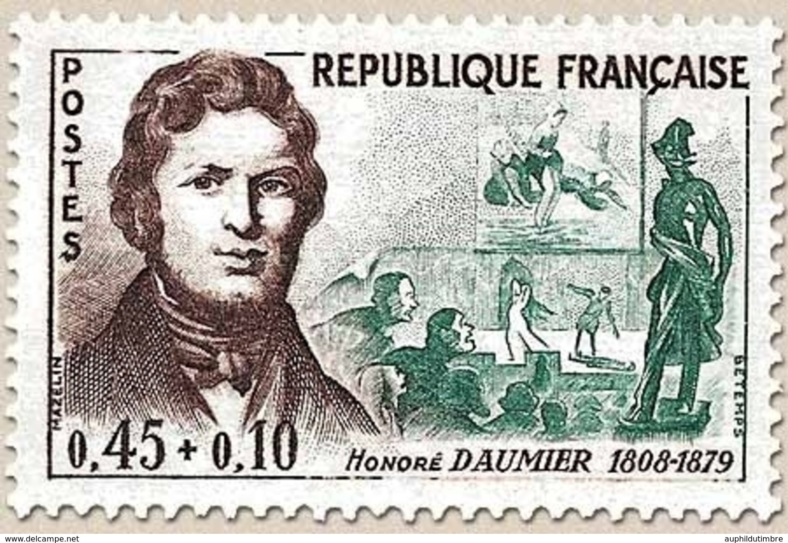 Célébrités. Honoré Daumier Et Ses œuvres : Laveuses, Le Drame, Ratapoil  45c. + 10c. Y1299 - Neufs