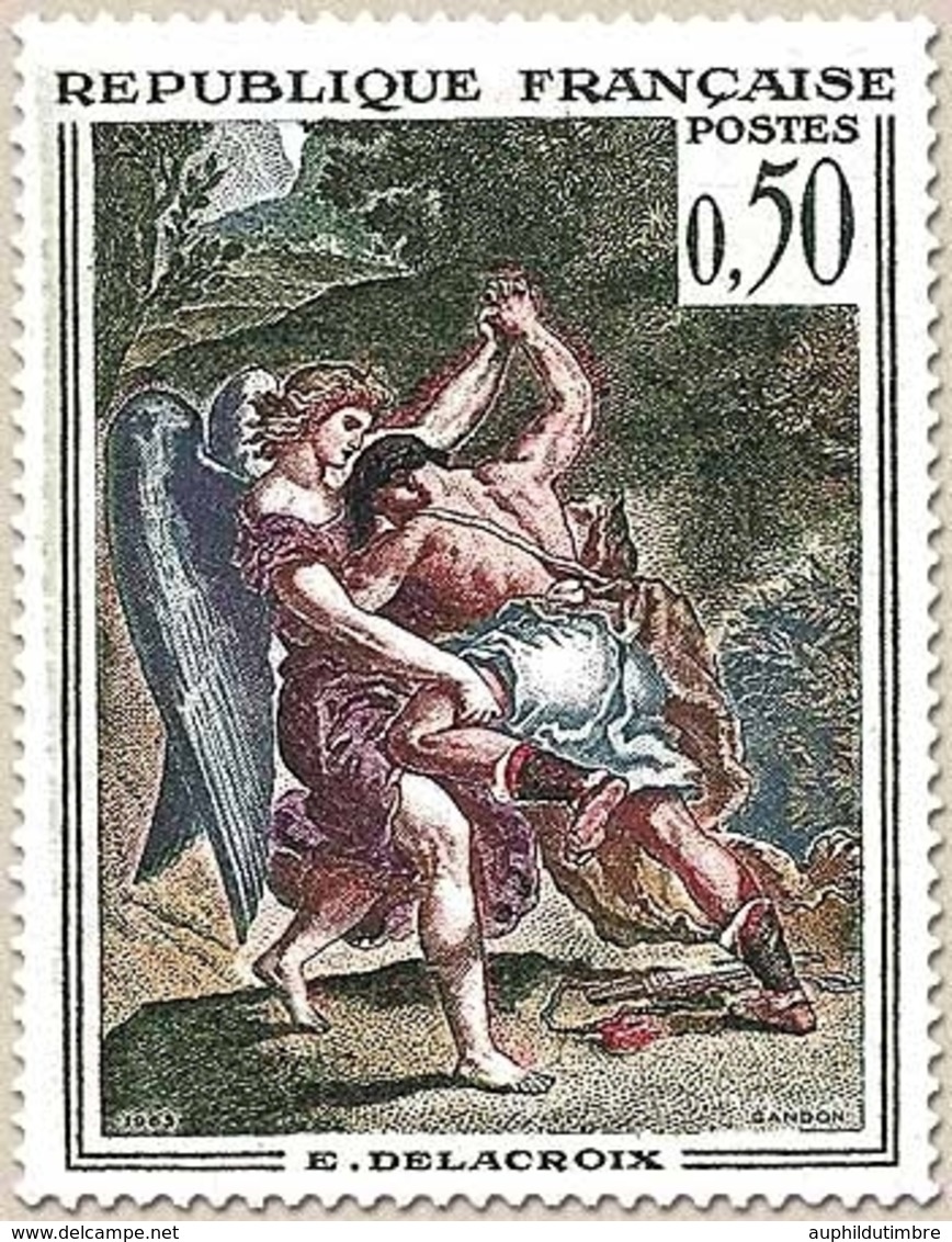 Oeuvres D'art. Lutte De Jacob Avec L'Ange, De Delacroix 50c. Polychrome Y1376 - Neufs