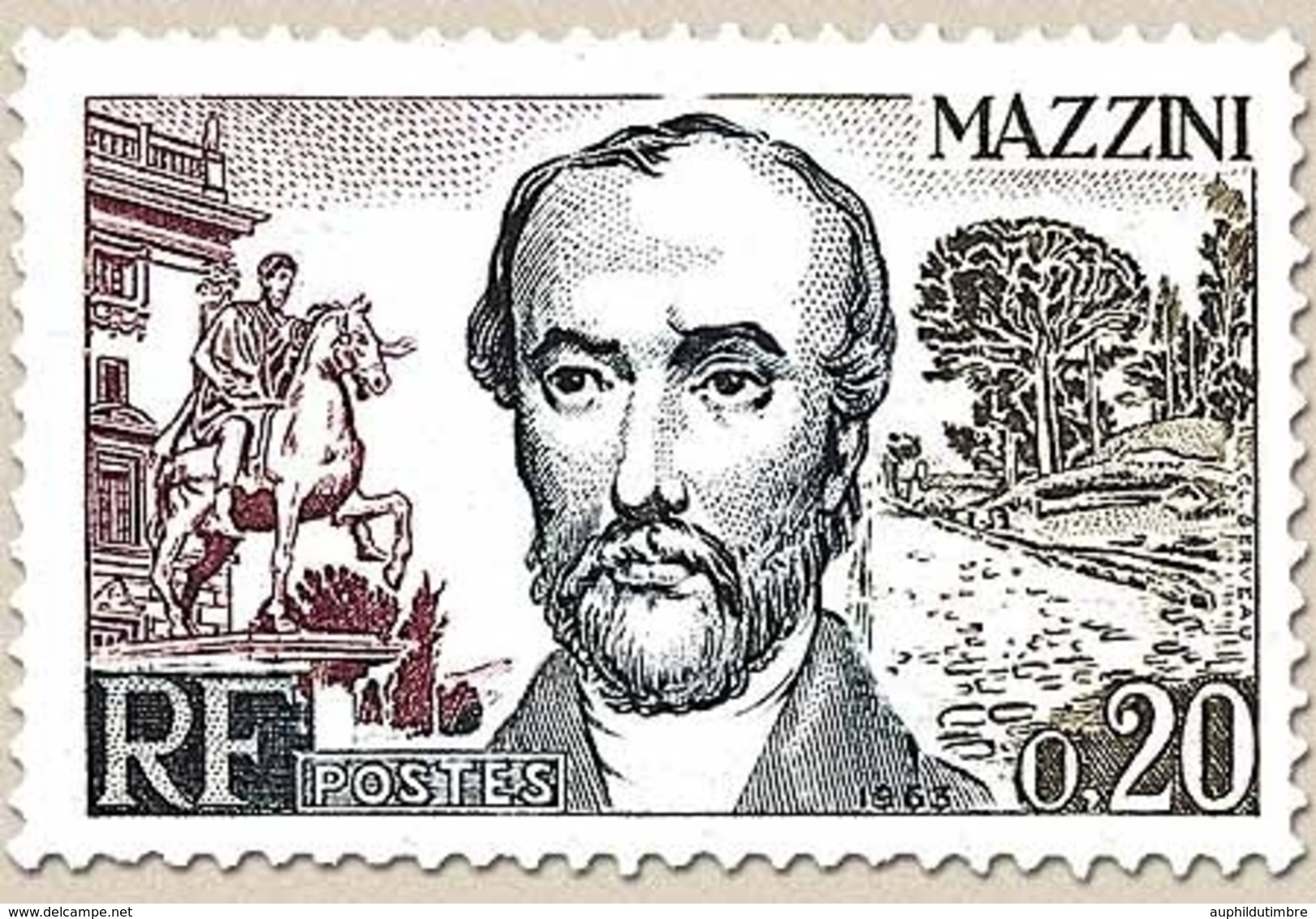 Grands Hommes De La CEE. F. Mazzini, Homme D'Etat Italien 20c. Olive, Bleu-noir Et Brun Carminé Y1384 - Neufs