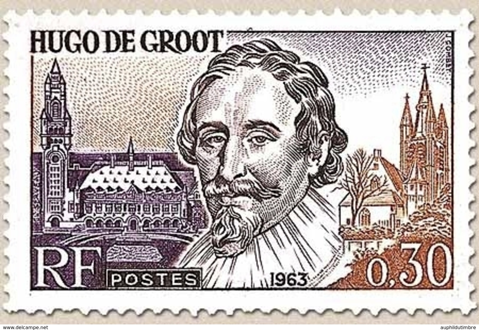 Grands Hommes De La CEE. Hugo De Groot, Homme D'Etat Néerlandais  30c. Brun-jaune, Violet Et Sépia Y1386 - Neufs