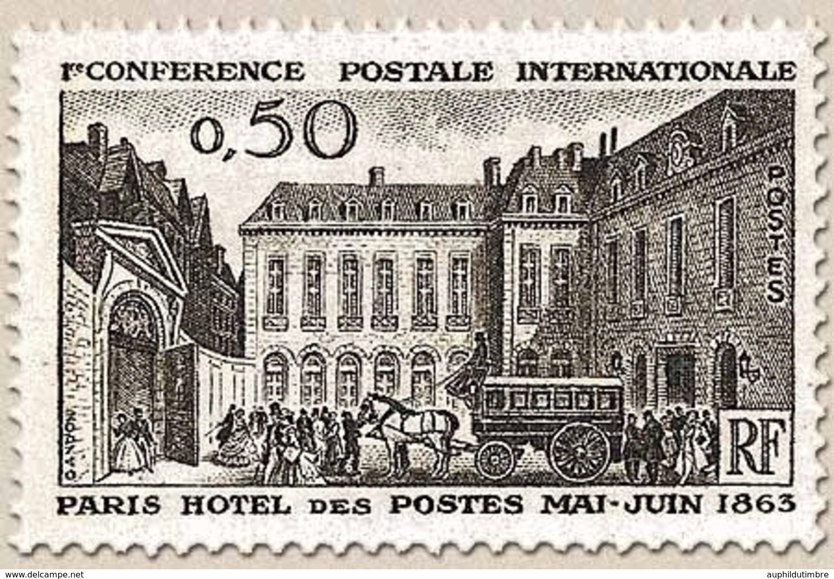 Centenaire De La 1re Conférence Postale Internationale, à Paris. Hôtel Des Postes, En 1863  50c. Sépia Y1387 - Neufs