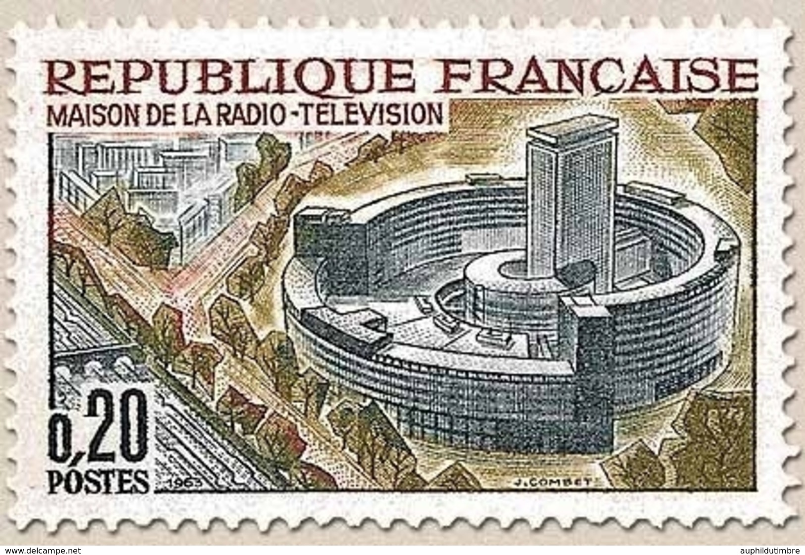 Maison De La Radiodiffusion-Télévision à Paris. 20c. Bleu, Bistre, Vert Et Rouge Y1402 - Neufs