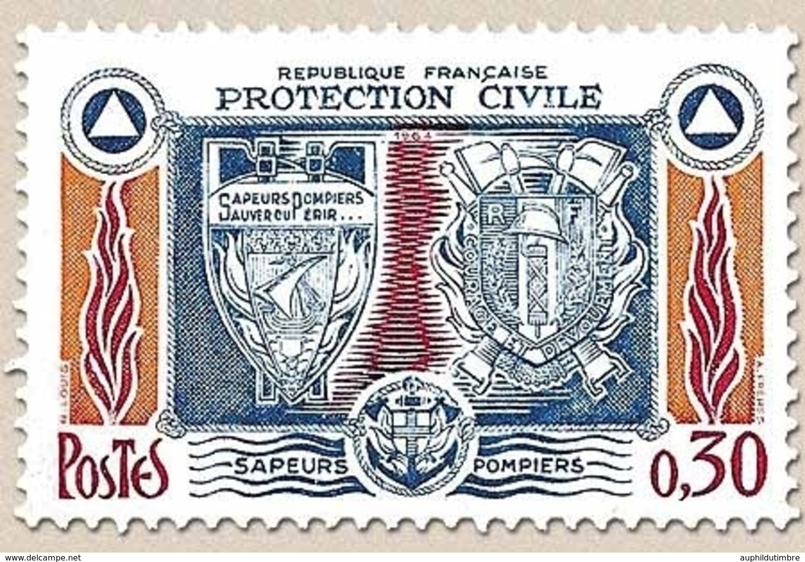 Protection Civile (sapeurs-pompiers) 30c. Jaune-orange, Carmin Et Outremer Y1404 - Neufs