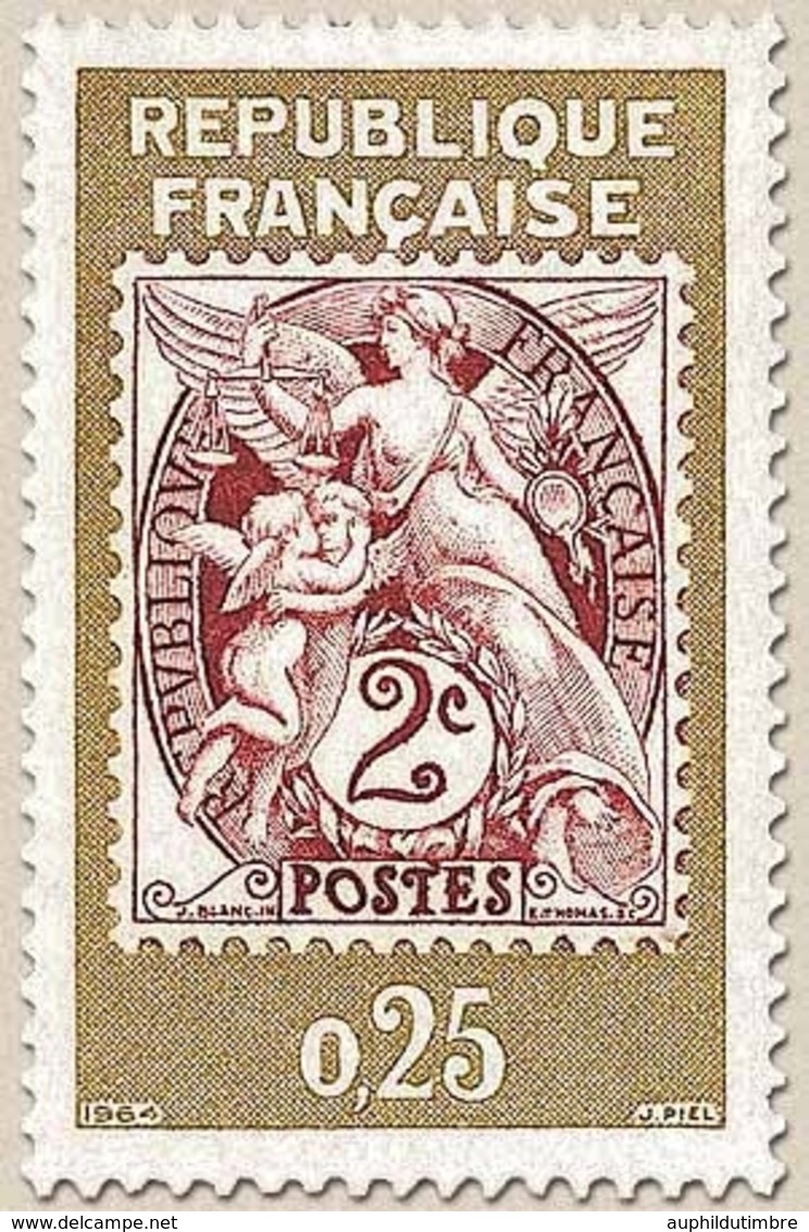 Exposition Philatélique Internationale PHILATEC, à Paris  25c. Brun-jaune Et Brun-lilas, Type Blanc. Y1414 - Unused Stamps