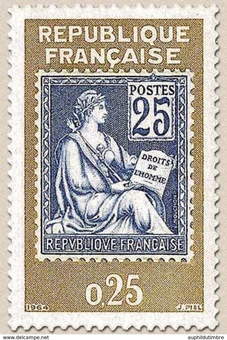 Exposition Philatélique Internationale PHILATEC, à Paris  25c. Brun-jaune Et Bleu, Type Mouchon. Y1415 - Unused Stamps