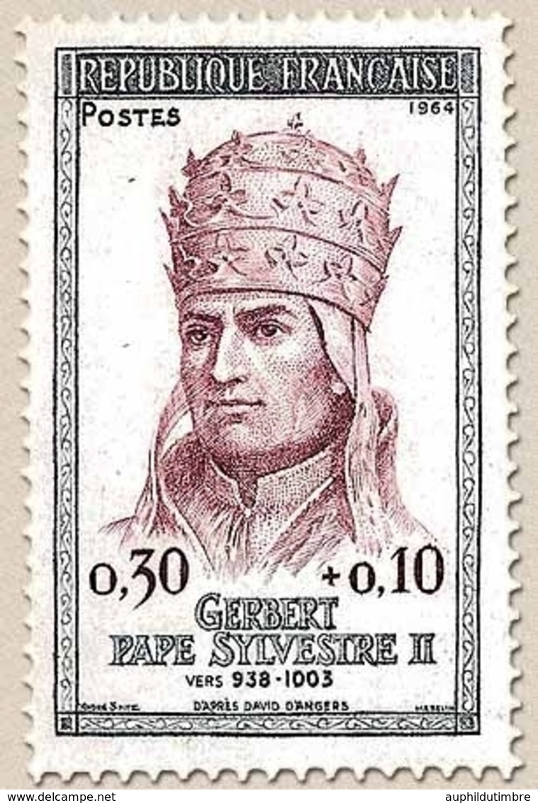 Personnages Célèbres. Gerbert (pape Sous Le Nom De Sylvestre II) 30c. + 10c. Gris Et Lilas-brun Y1421 - Neufs
