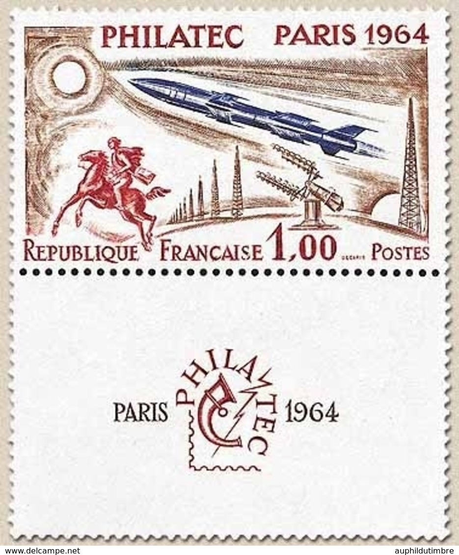 Exposition Philatélique Internationale PHILATEC à Paris 1f. (+ 3f.) Brun, Bleu Foncé Et Carmin Y1422 - Unused Stamps