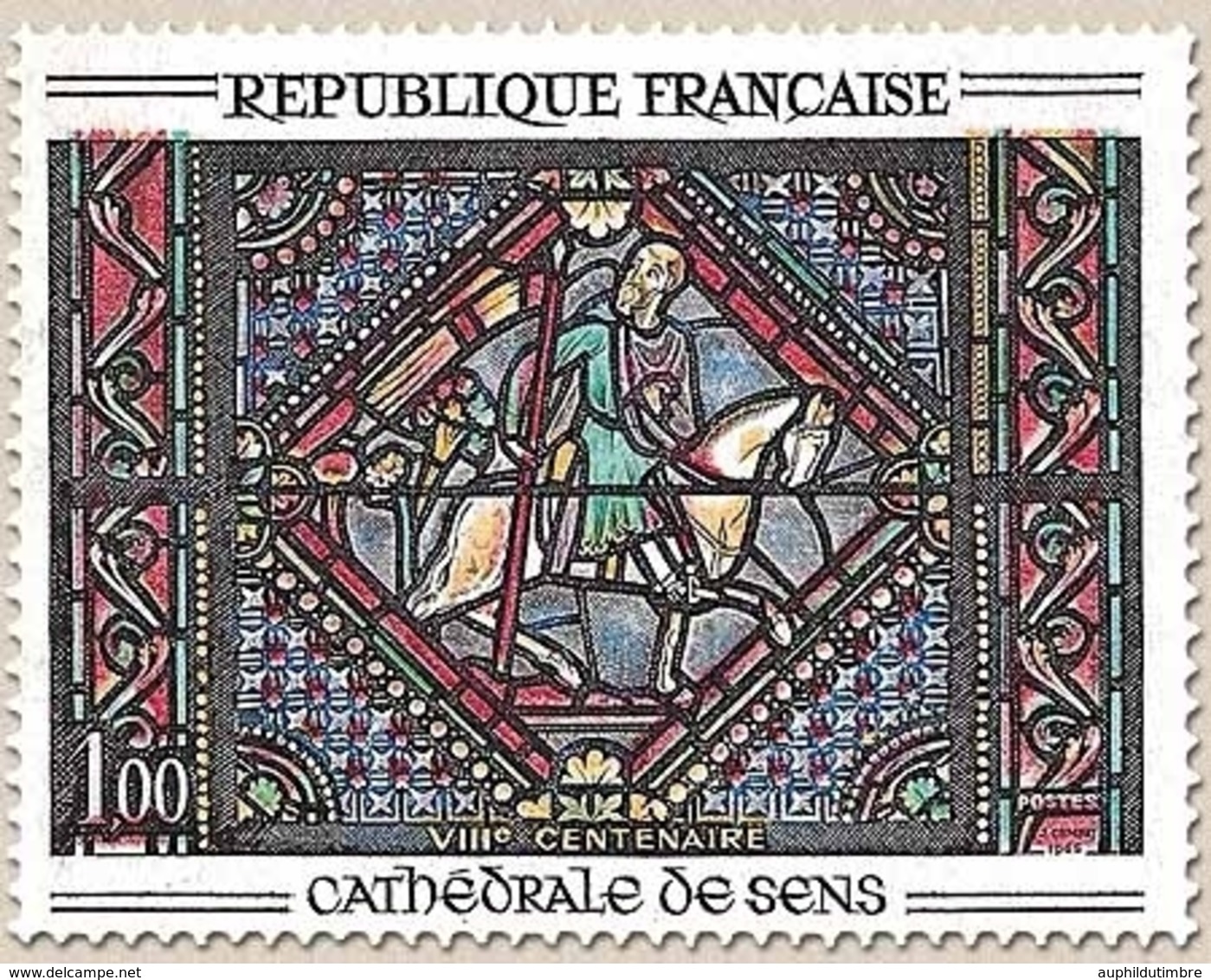 Oeuvres D'art. Saint Paul Sur Le Chemin De Damas. Vitrail De La Cathédrale De Sens. 1f. Polychrome Y1427 - Unused Stamps