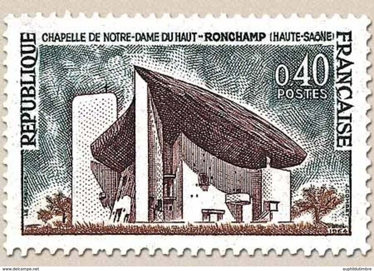 Série Touristique. Chapelle De Notre-Dame Du Haut, à Ronchamp. 40c. Vert, Ocre Et Violet-brun (1394A) Y1435 - Unused Stamps