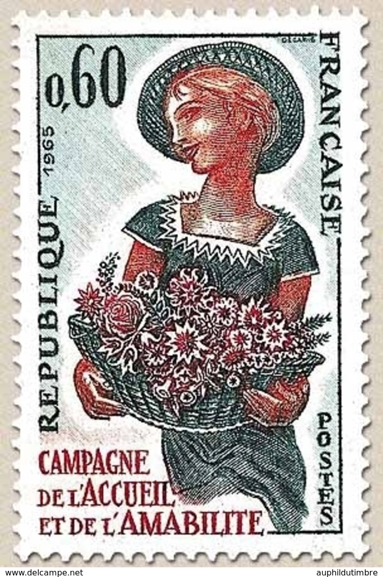 Campagne De L'accueil Et De L'amabilité. 60c. Vert Foncé, Bistre Et Rouge Y1449 - Unused Stamps