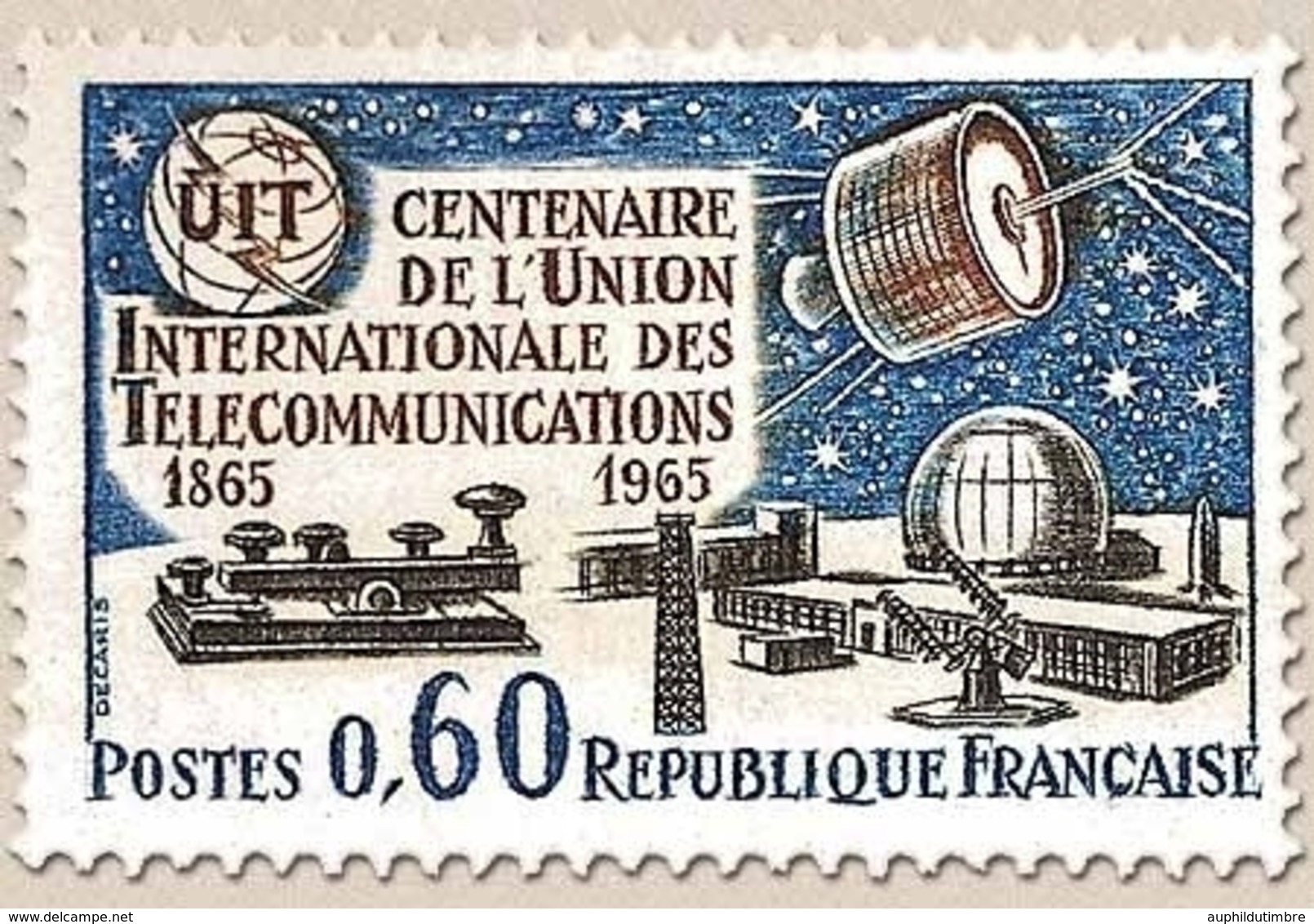 Centenaire De L'Union Internationale Des Télécommunications. 60c. Bleu, Bistre Et Noir Y1451 - Neufs