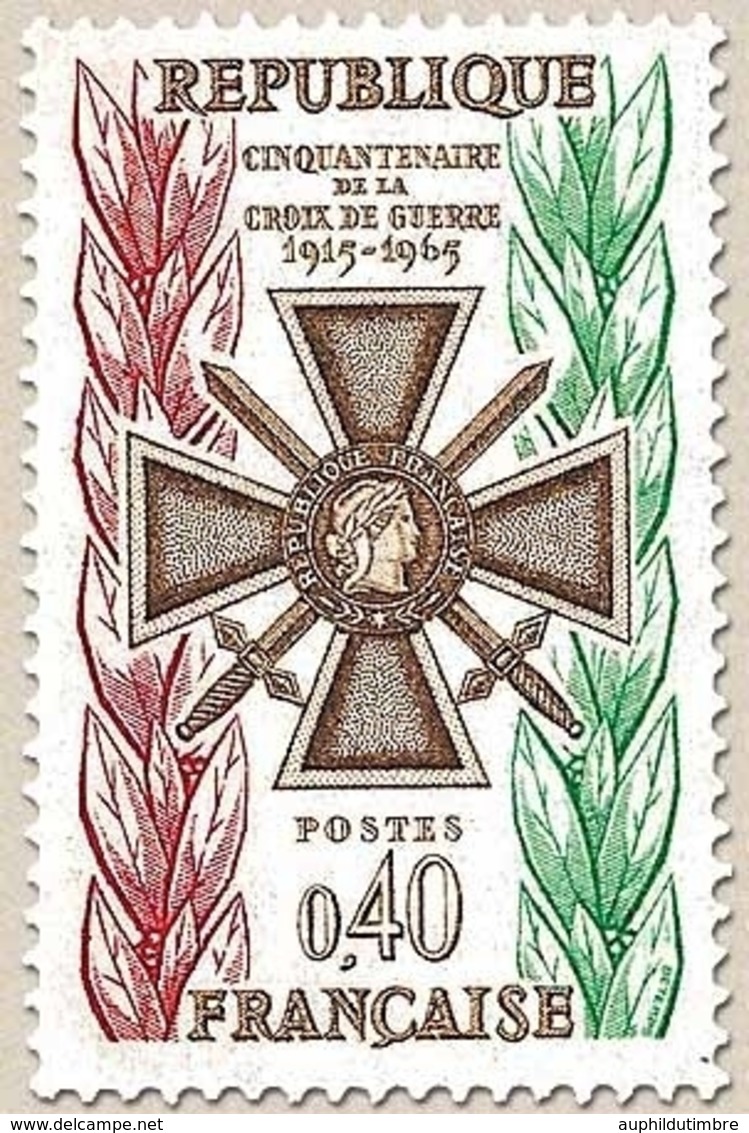 Cinquantenaire De La Croix De Guerre. 40c. Vert, Brun Et Rouge Y1452 - Unused Stamps