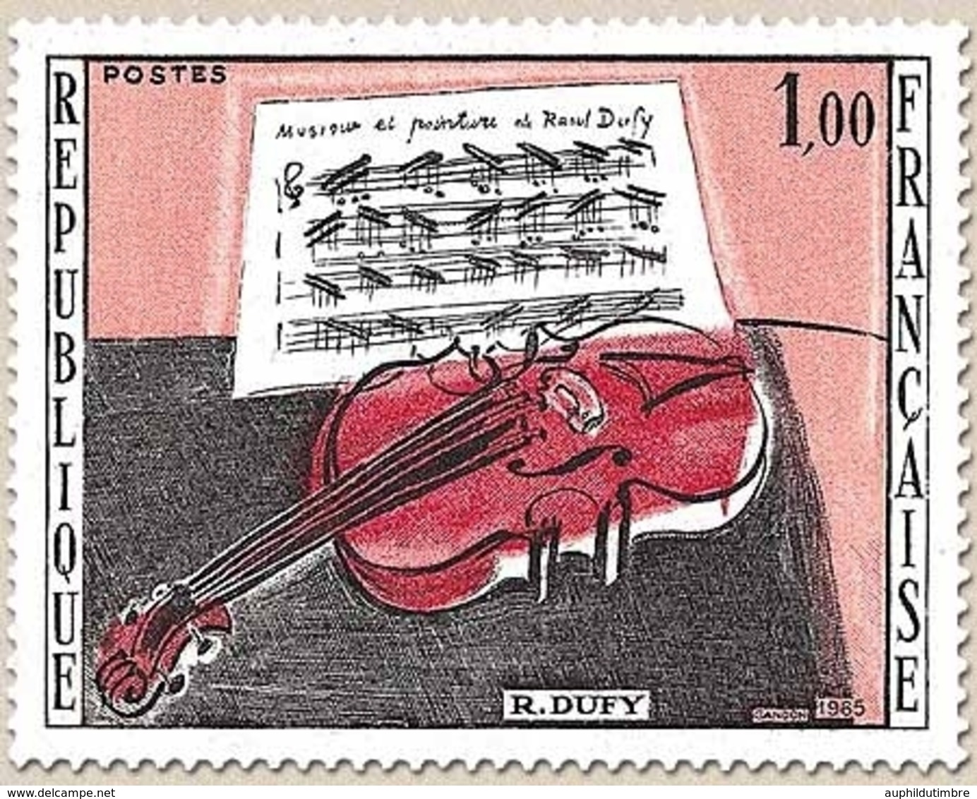 Oeuvres D'art. Le Violon Rouge, De Raoul Dufy 1f. Noir, Rose Et Rouge Y1459 - Unused Stamps