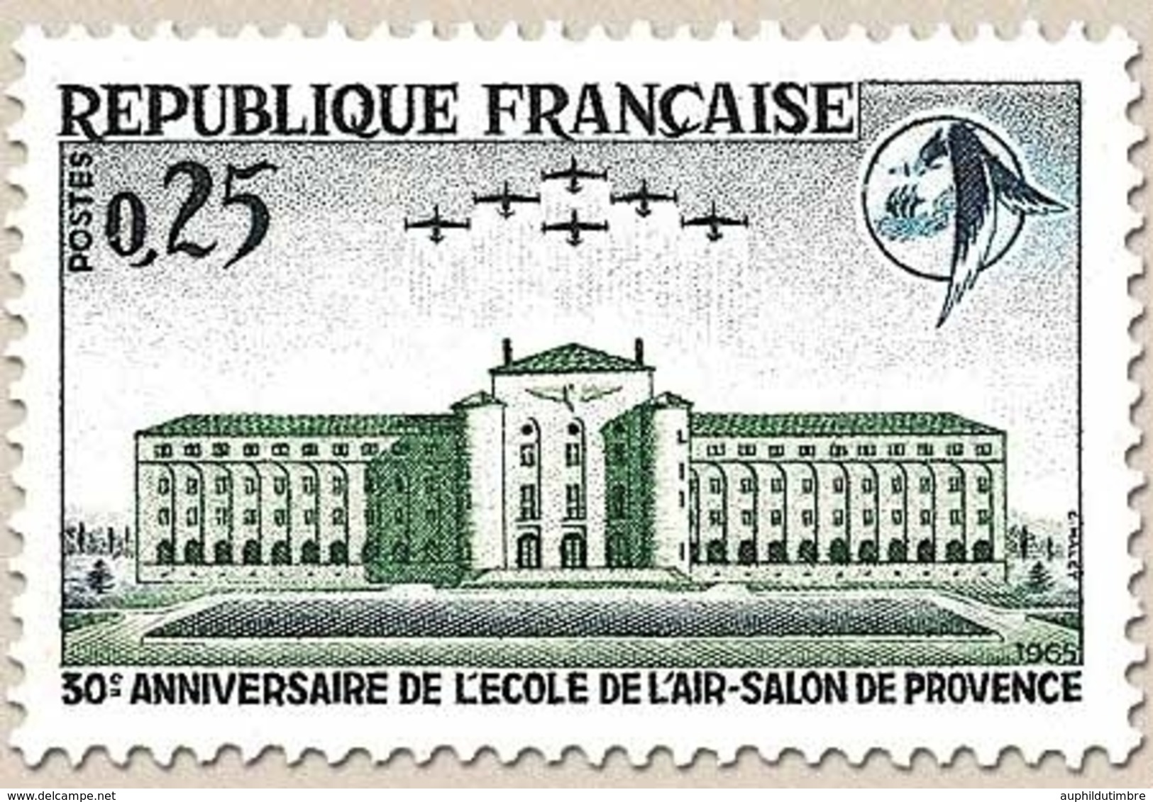 30e Anniversaire De L'École De L'Air, à Salon-de-Provence. 25c, Bleu Foncé Et Vert Y1463 - Neufs